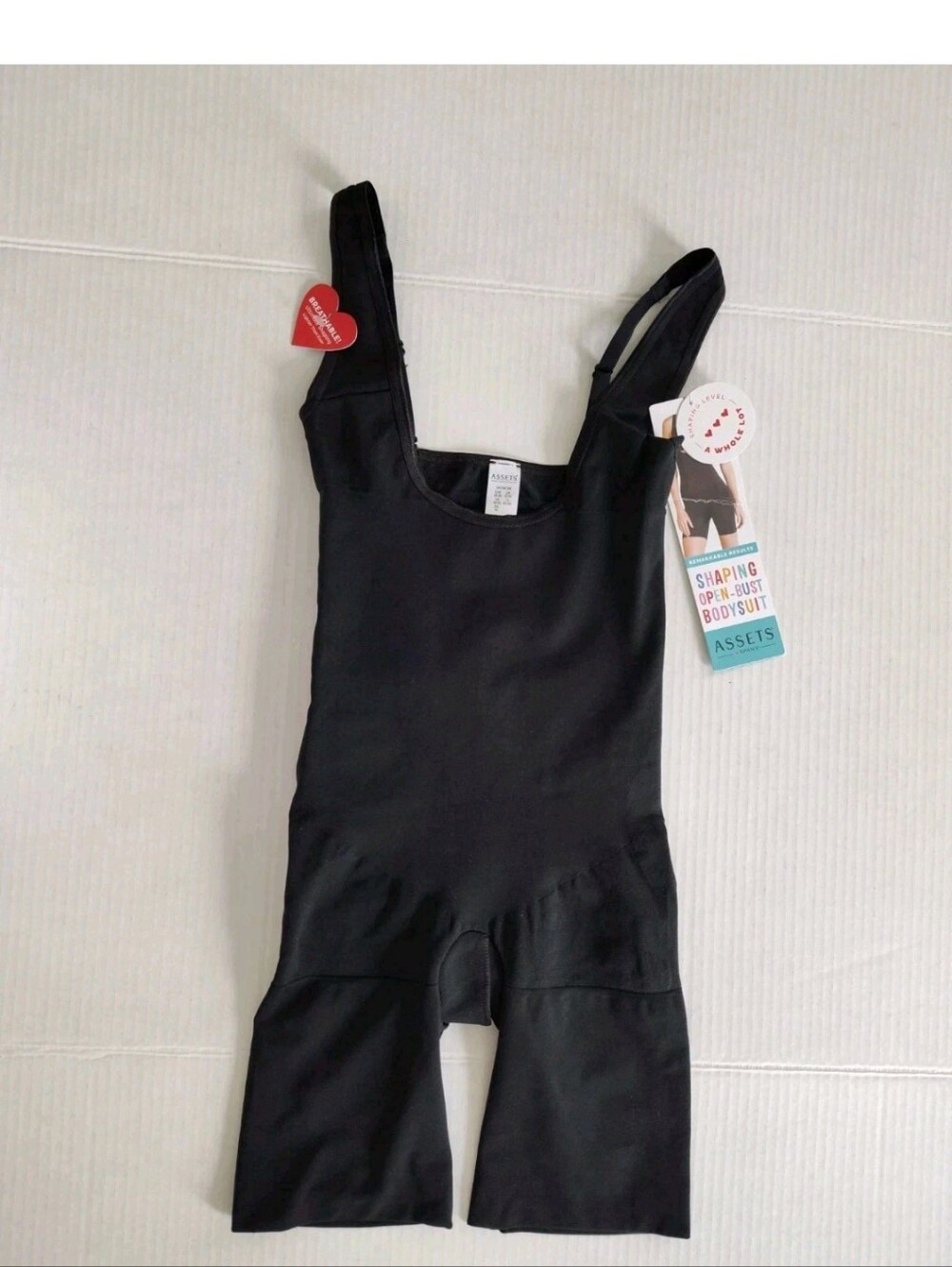 Assets Spanx Open Bust Bodysuit Size Medium Black Shapewear